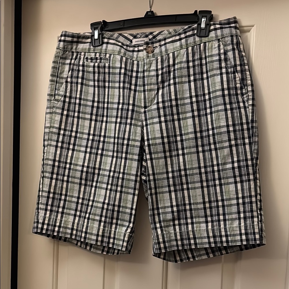 Women’s Dockers Plaid Shorts - Blue, White, Green size 14
